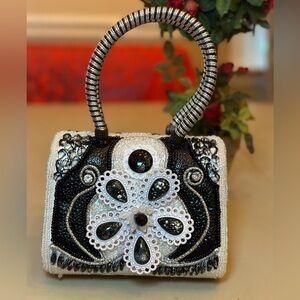 Rare Sea Lily Hand Beaded and Embellished Art Deco Style Evening Purse EUC